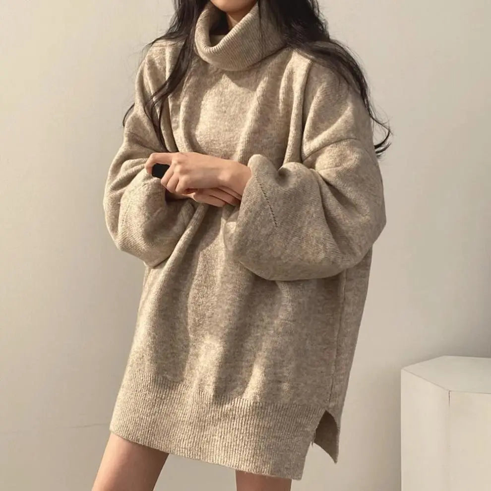 Robe-Pull Col Roulé Oversize – Cocon d'Automne