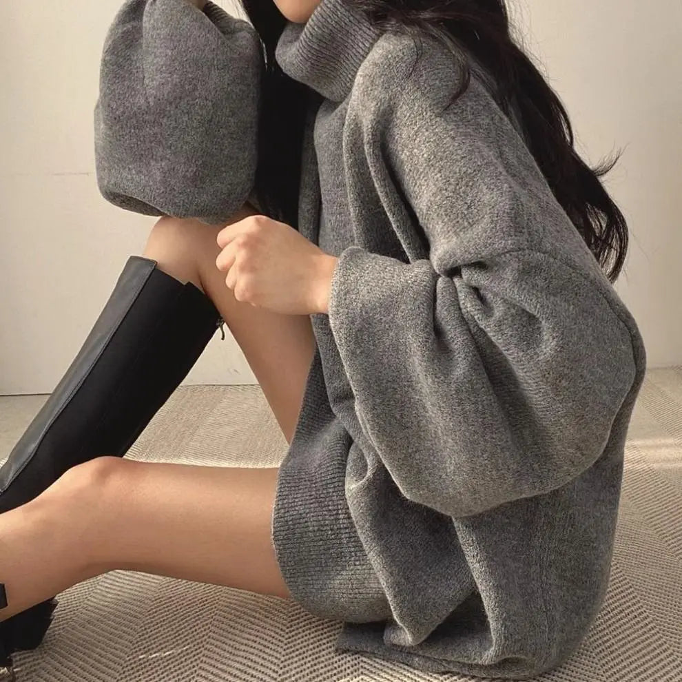 Robe-Pull Col Roulé Oversize – Cocon d'Automne